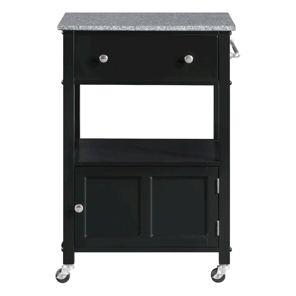 Fairfax Kitchen Cart with Granite Top and Black Base. Picture 2