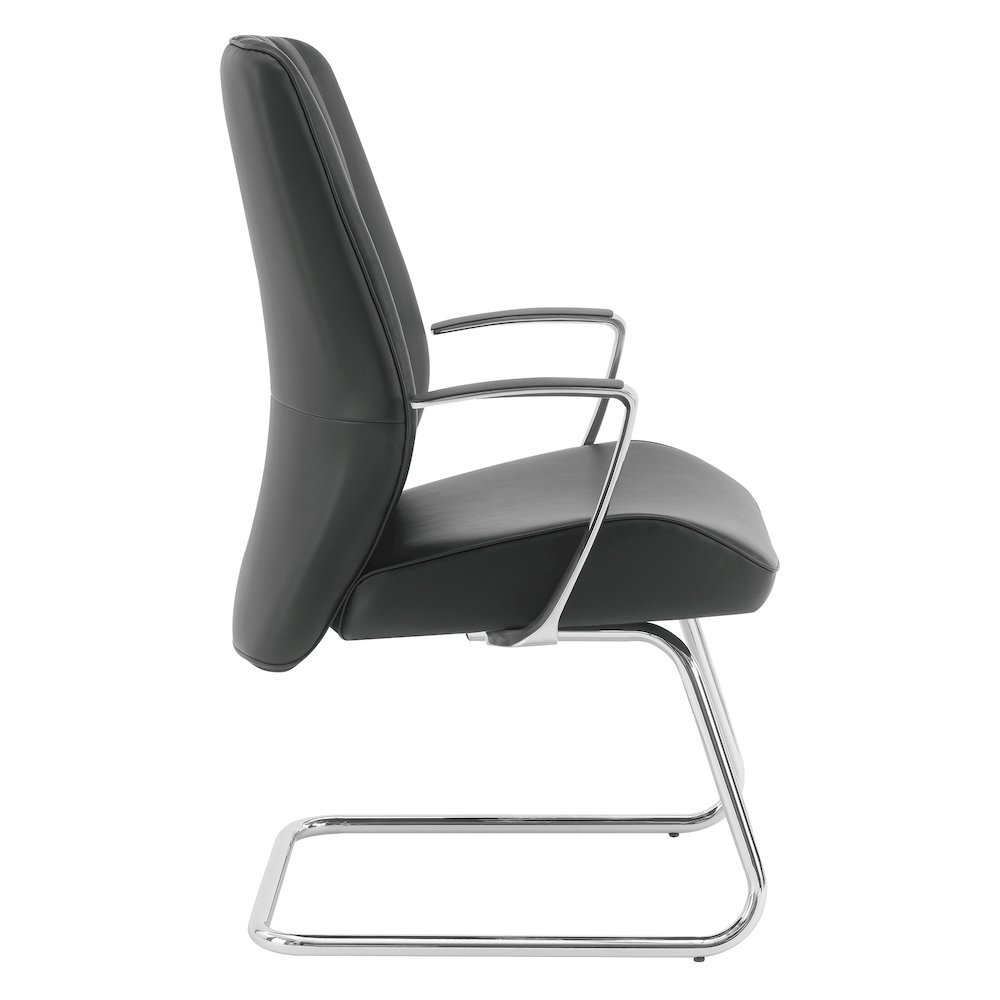 Visitor’s Chair with Fixed Padded Aluminum Arms and Chrome Sled Base. Picture 4