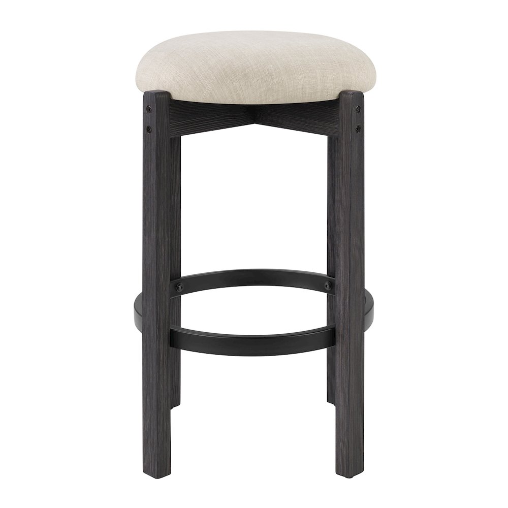 Melissa 26" Counter Stools 2-Pack With Cream Fabric Seat and Black Finish Wood. Picture 5