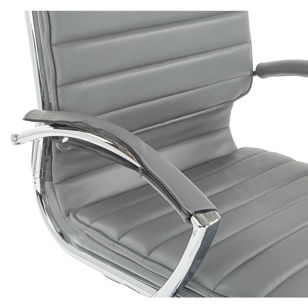 Mid-Back Manager’s Faux Leather Chair with Chrome Base, Removable Arm Sleeves.. Picture 10