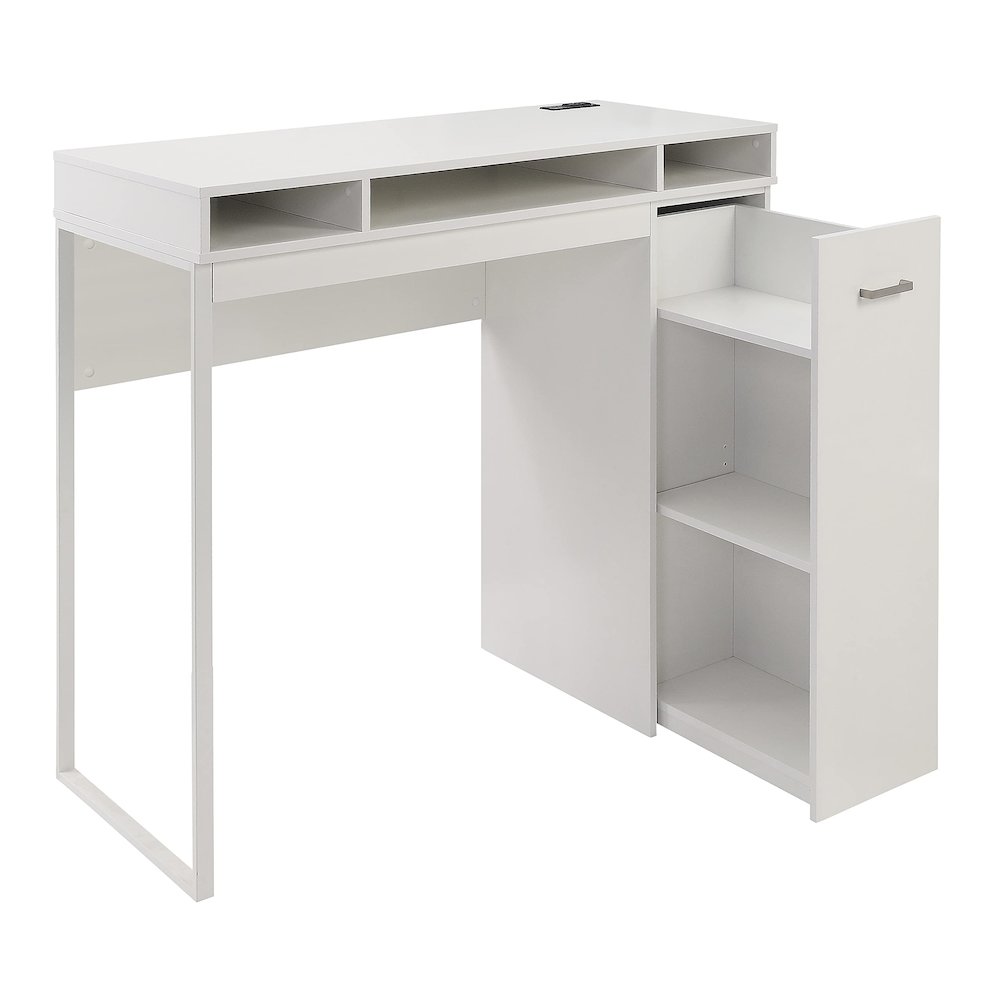 Ravel 47"W Desk with Storage in White Finish KD, RV9848-WH. Picture 1