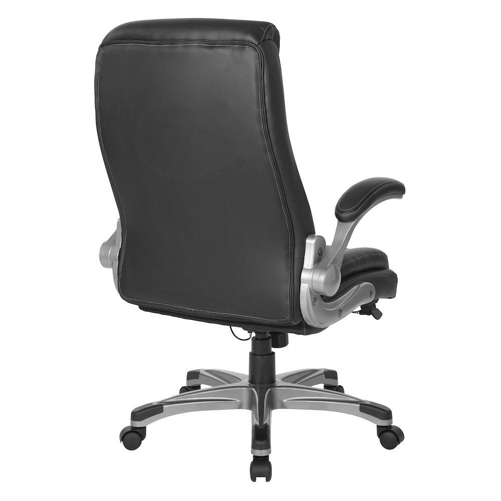 Executive Chair in Black Bonded Leather with Flip Arms. Picture 5