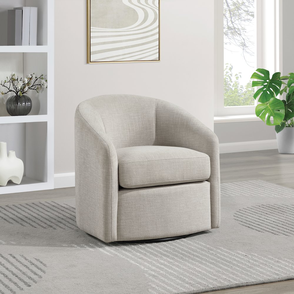 Bella Swivel Chair in Stone Fabric. Picture 5