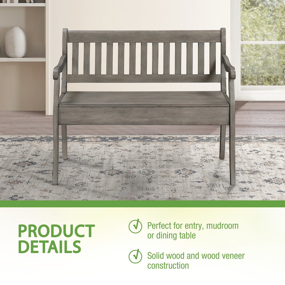 Wakefield Entryway Storage Bench Goldstone Finish. Picture 11