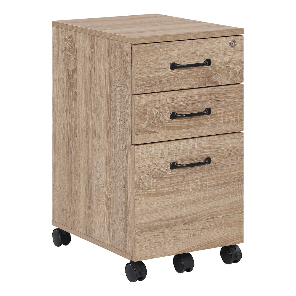 Ace 3 Drawer Mobile File in River Oak Finish. Picture 1