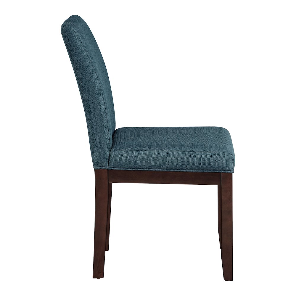 Dakota Parsons Chair in Azure Fabric and Espresso Finished Legs. Picture 4