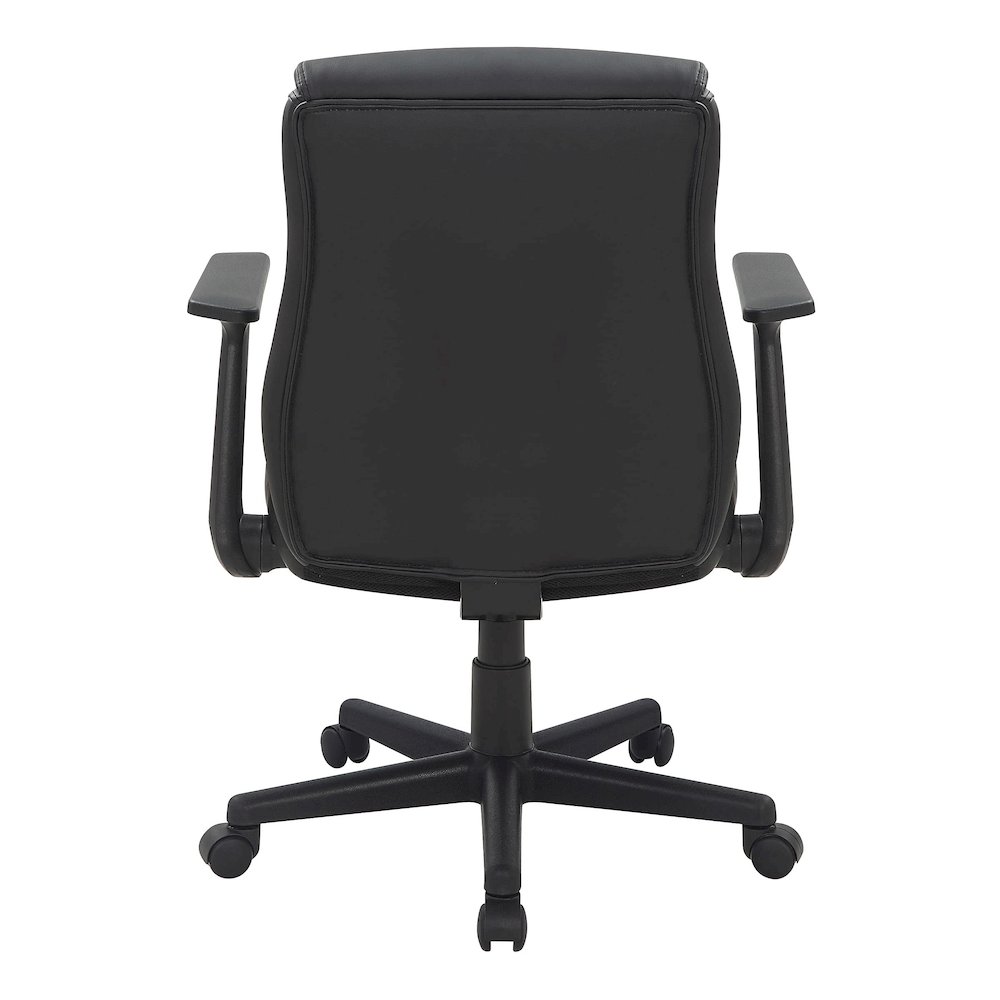 Mid-Back Managers Chair with Flip Up Arms in Black Faux Leather. Picture 4
