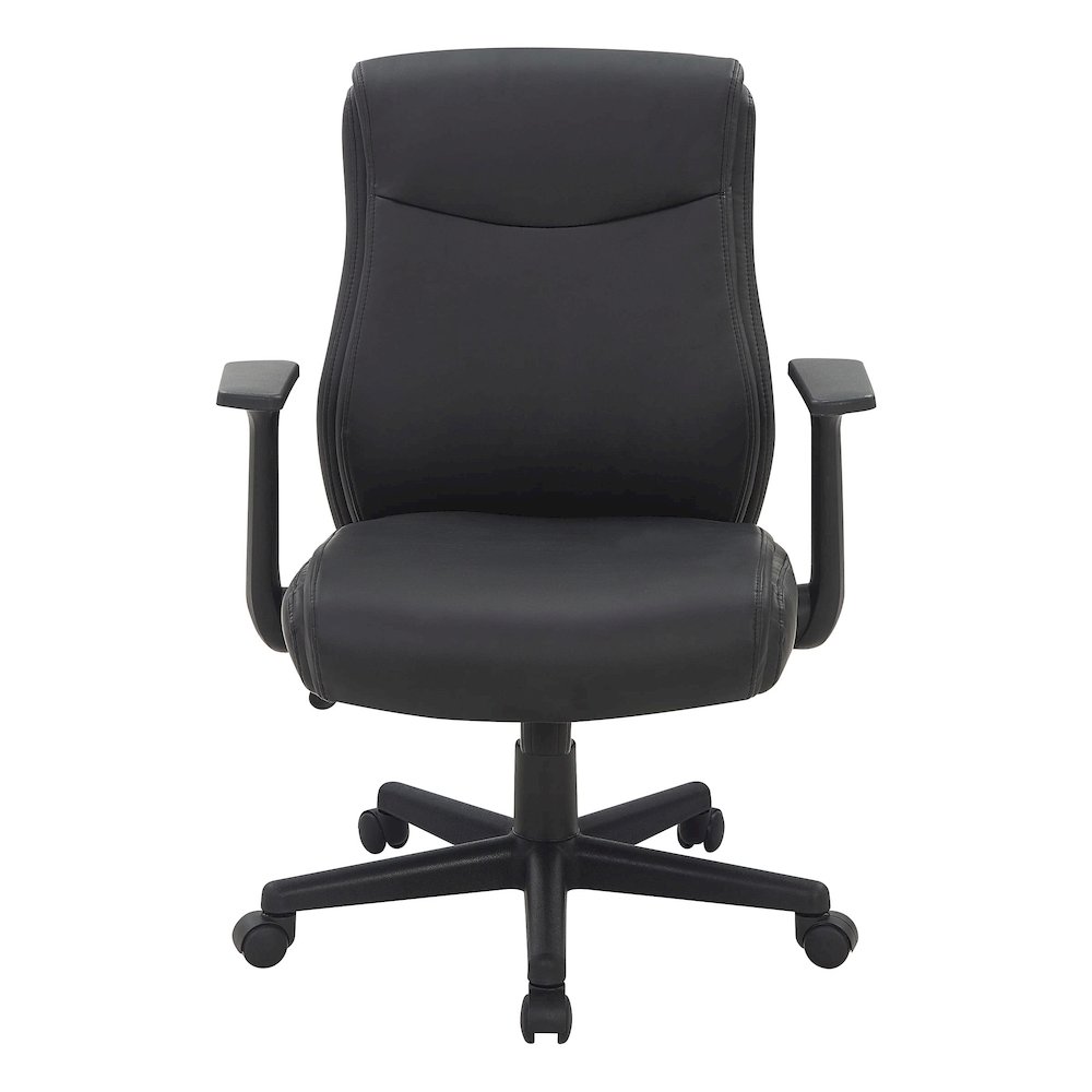 Mid-Back Managers Chair with Flip Up Arms in Black Faux Leather. Picture 5
