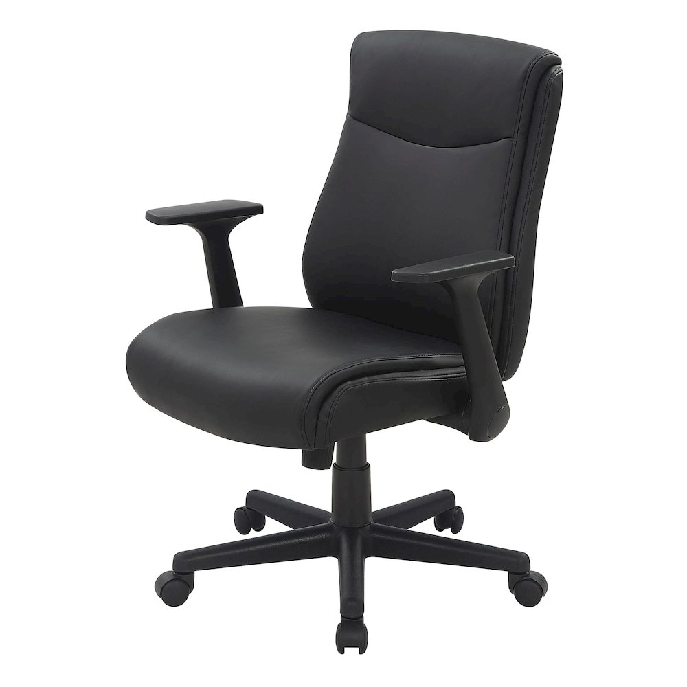 Mid-Back Managers Chair with Flip Up Arms in Black Faux Leather. Picture 6
