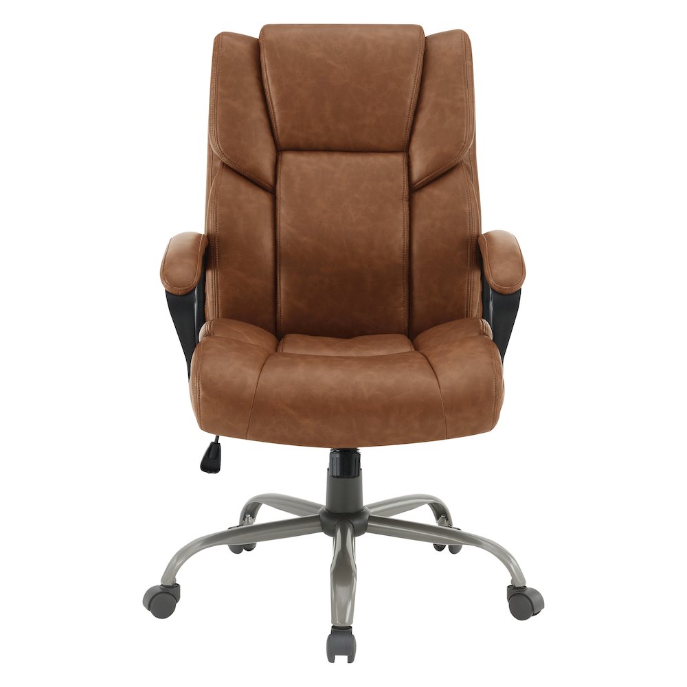 Mid-Back in Saddle Faux Leather Executive Chair with Padded Arms. Picture 3