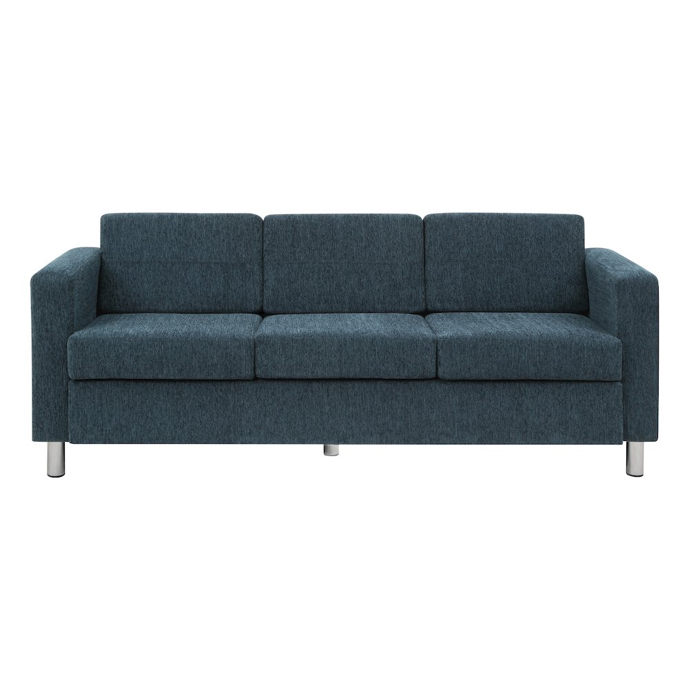 Pacific Sofa in Navy Fabric with Chrome Legs. Picture 4