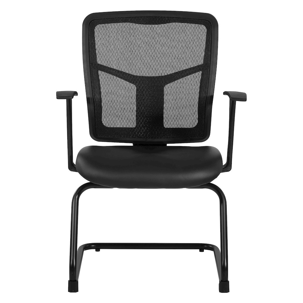 ProGrid Mesh Back Visitor’s Chair in Dillon Black Fabric with Arms. Picture 2