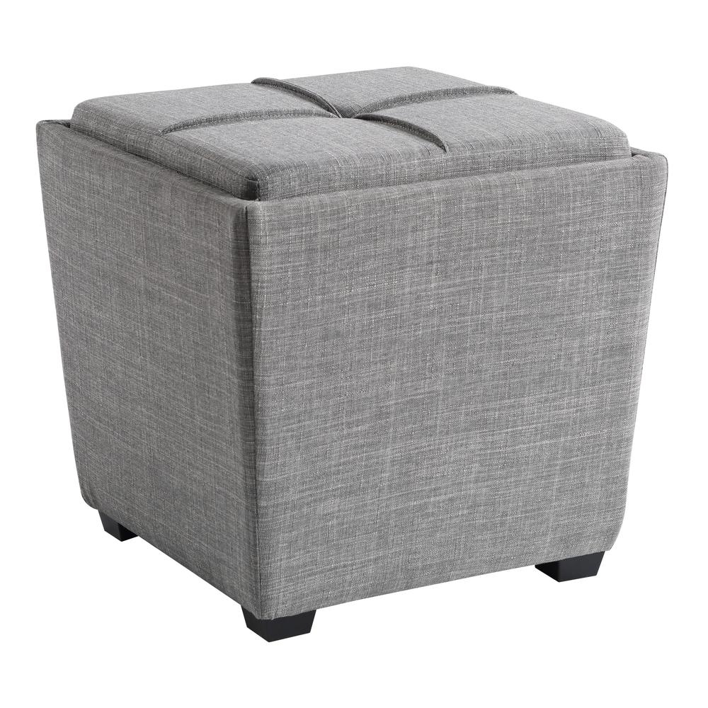 Rockford Storage Ottoman in Dove Grey Fabric, RCK361-M55. Picture 1