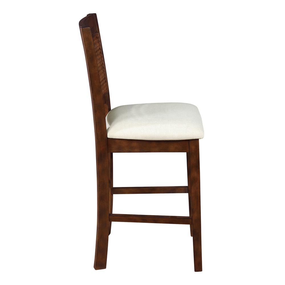 Walden 24" Cane Back Stool 2pk, Linen / Burnt Brown. Picture 5