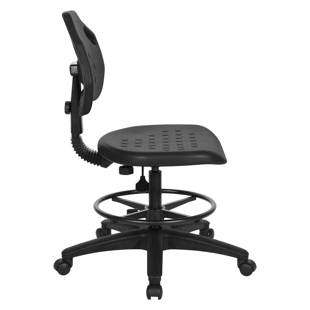 Black Skinned Urethane Intermediate Drafting Chair Adjustable Black Footrest. Picture 4