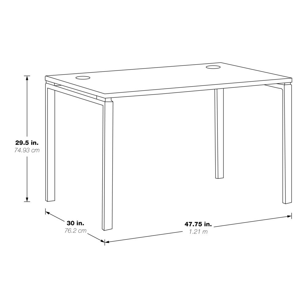 48" Writing Desk with Black Laminate Top and Black Finish Metal Legs, PRD3048D-BLK. Picture 2
