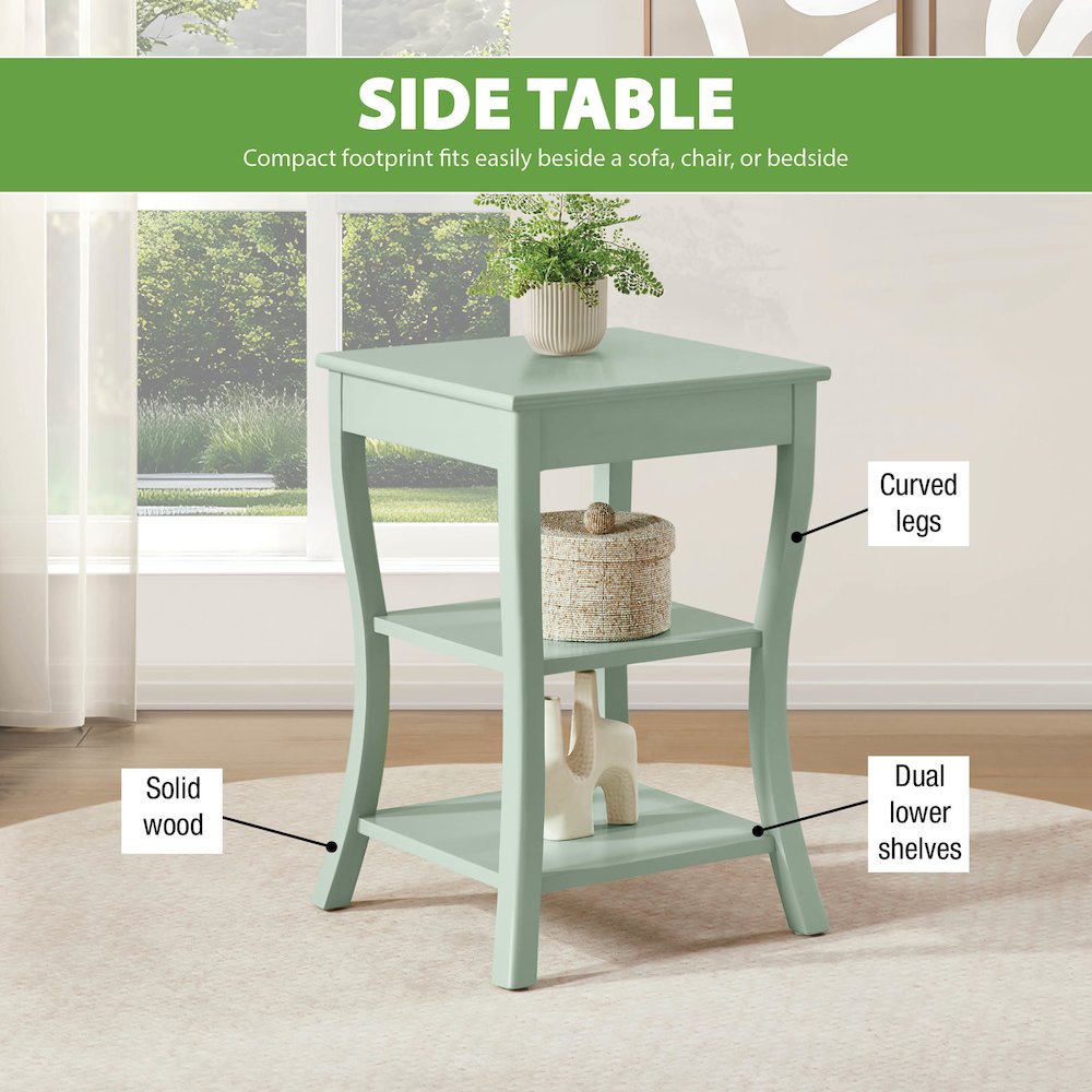 Golden Side Table in Sage Green Wood Finish. Picture 11