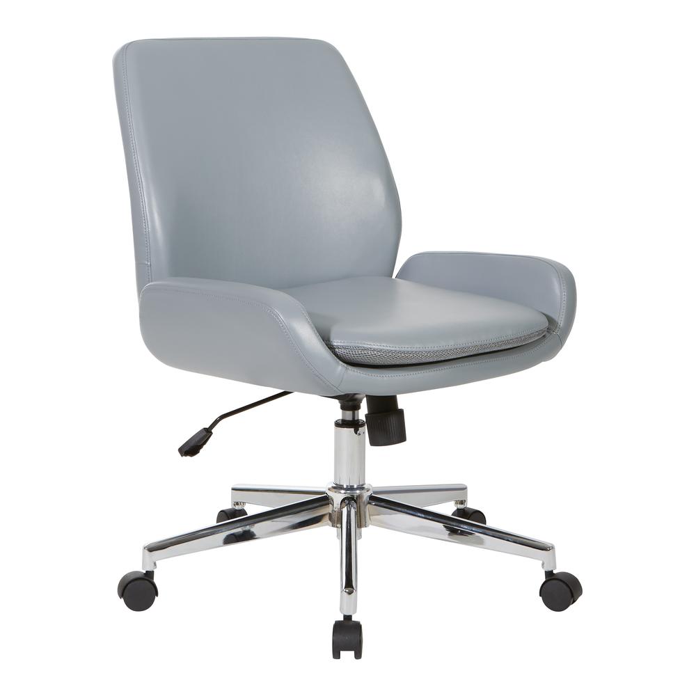 Charcoal Grey Faux Leather Chair with Chrome Finish Base, FL61903C-U42. Picture 1