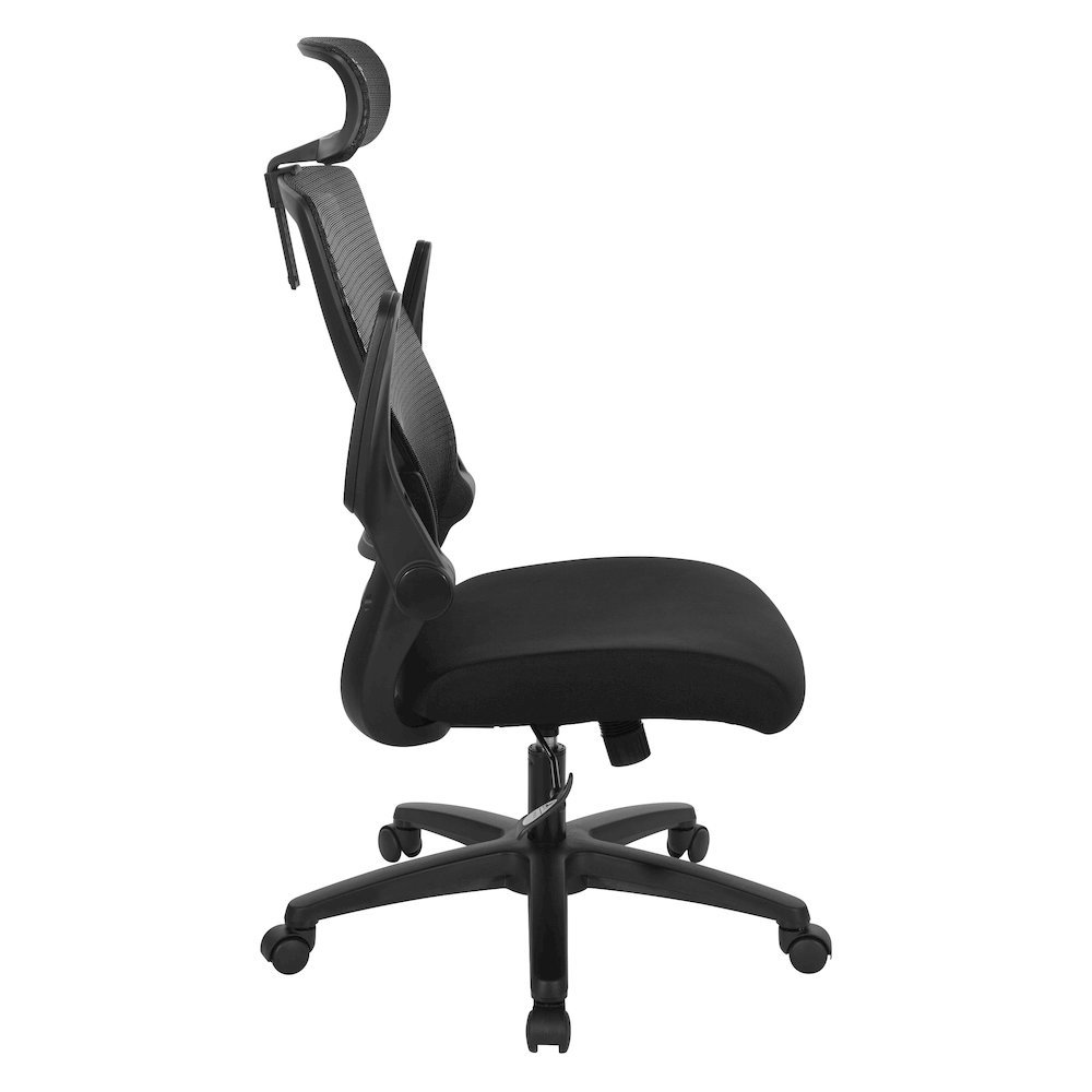 Managers Chair With Mesh Back In Black Fabric Seat Molded Foam. Picture 8