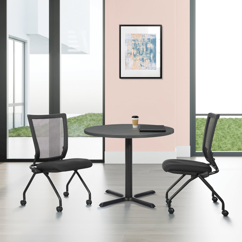 PU Padded Back Soft-Flex Frame Progrid Mesh Back Armless Folding Chair. Picture 8