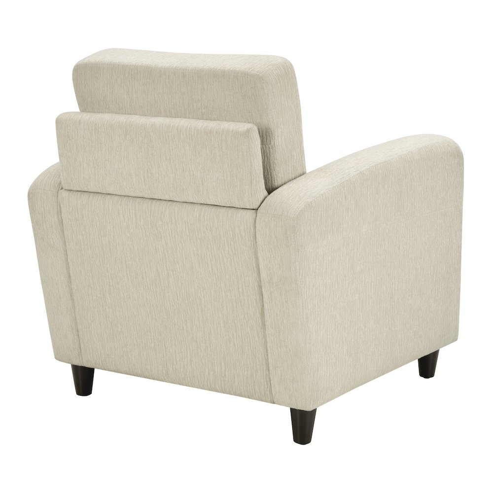 Venus Club Chair in Cream Fabric and Medium Espresso Legs. Picture 5