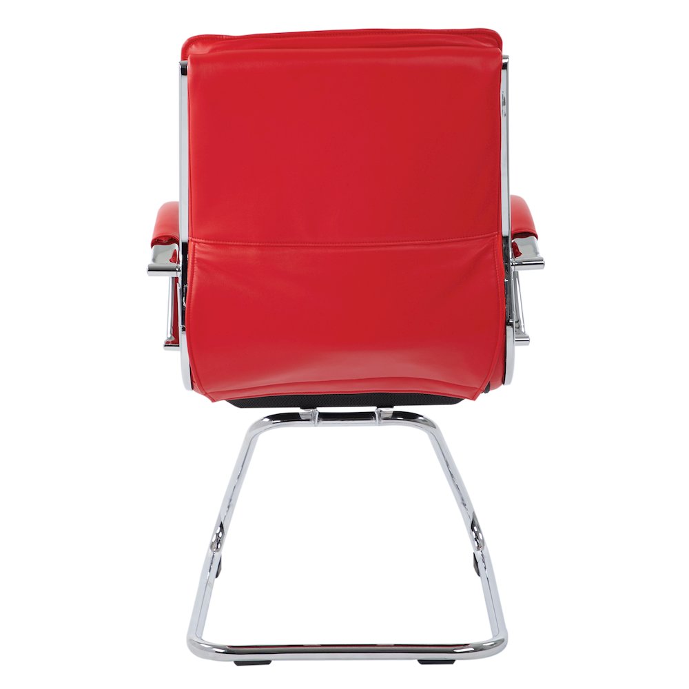 Guest Faux Leather Chair with Chrome Base and Includes Removable Arm Sleeves. Picture 7