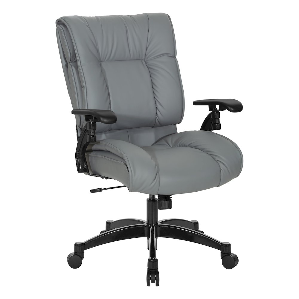 Charcoal Grey Leather Conference Chair with Cantilever Arms, Steel Base. Picture 1