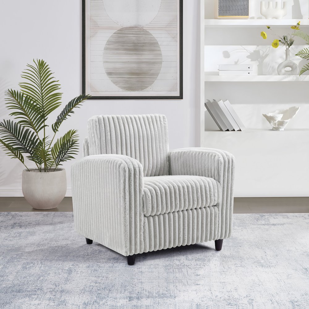 Venus Club Chair in Fog Cord Fabric and Dark Espresso Finish Legs. Picture 7