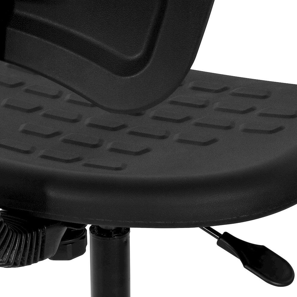 Black Self Skinned Urethane Intermediate Drafting Chair In Chrome Base. Picture 9