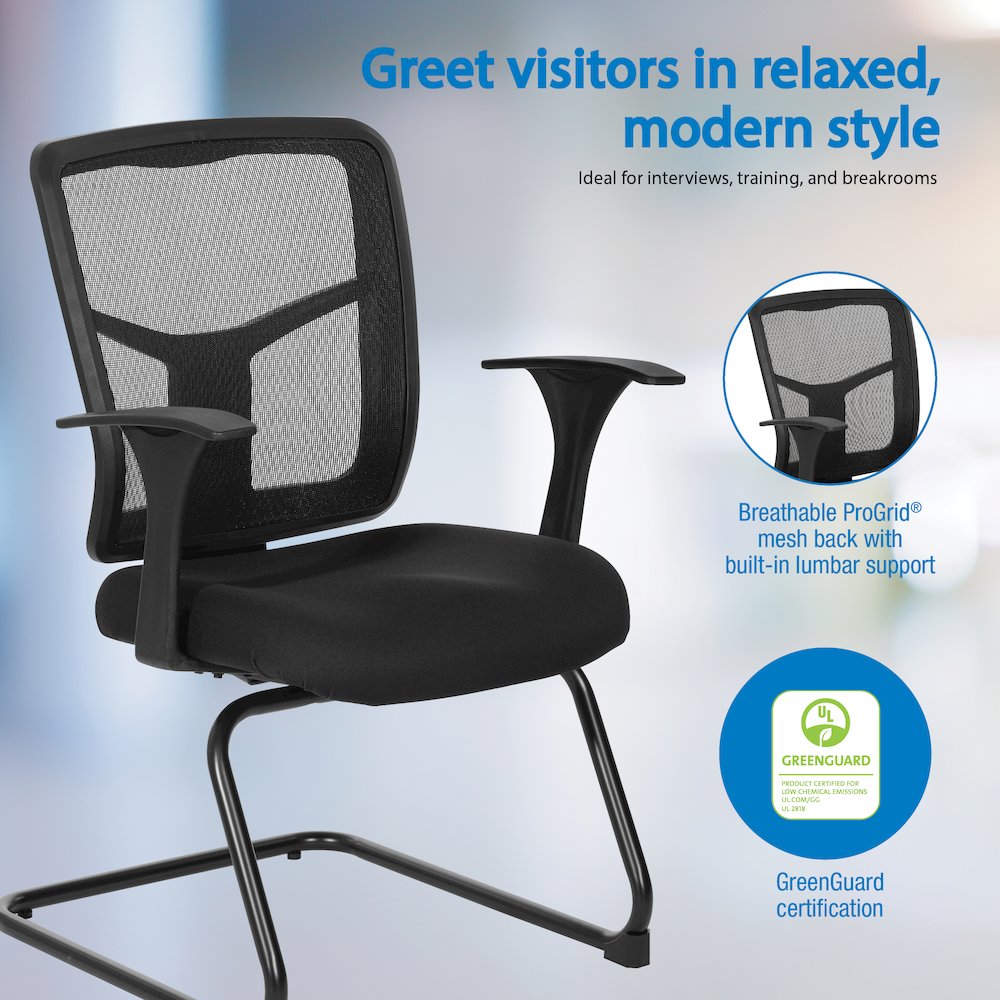 ProGrid Mesh Back Visitor’s Chair in FreeFlex Coal Fabric with Arms. Picture 12