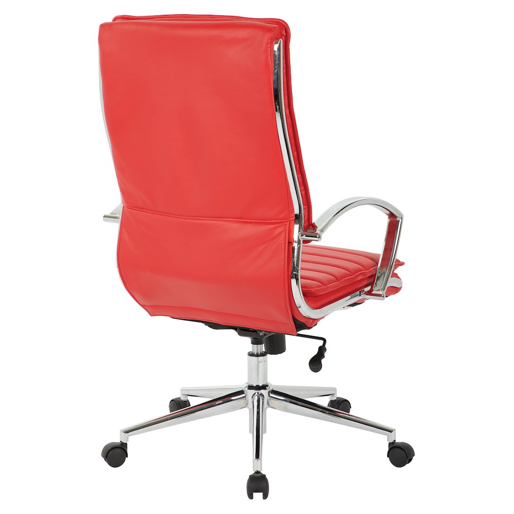 High Back Manager's Faux Leather Chair with Chrome Base, Removable Arm Sleeves. Picture 5