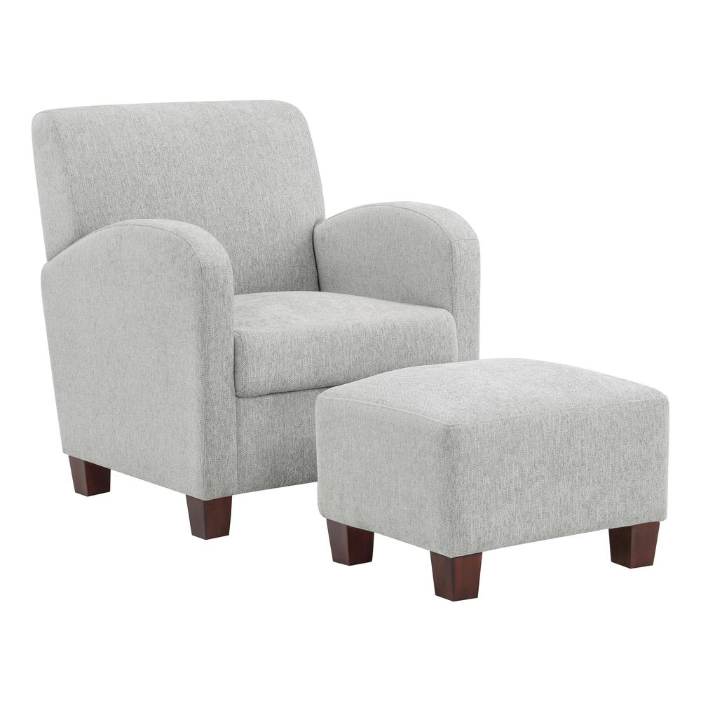 Aiden Chair & Ottoman Herringbone Smoke with Medium Espresso Legs, ADN-H14. Picture 1