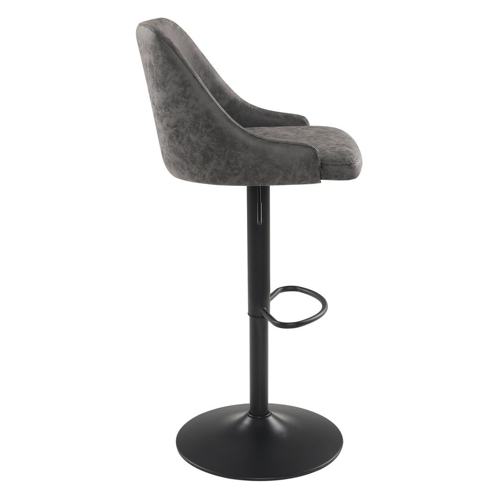 Sylmar Height Adjustable Stool in Charcoal Faux Leather. Picture 4