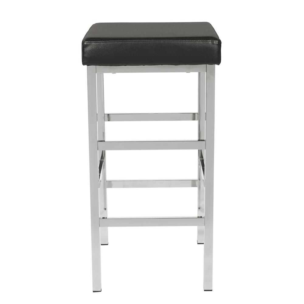 30in. Chrome Backless Stool in Black Vinyl, MET1330C-BK. Picture 2
