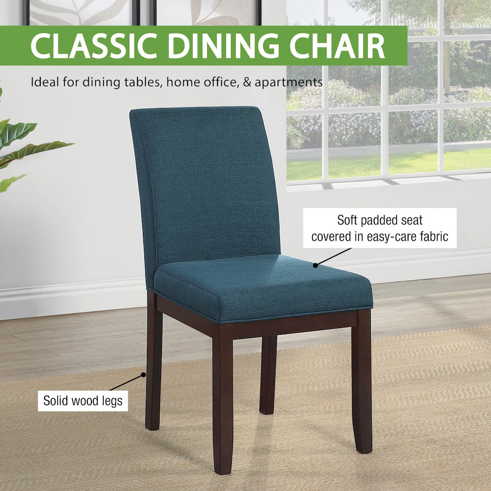 Dakota Parsons Chair in Azure Fabric and Espresso Finished Legs. Picture 10