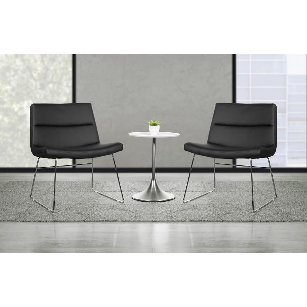 Thompson Chair in Black Faux Leather with Chrome Sled Base, THP-U6. Picture 4