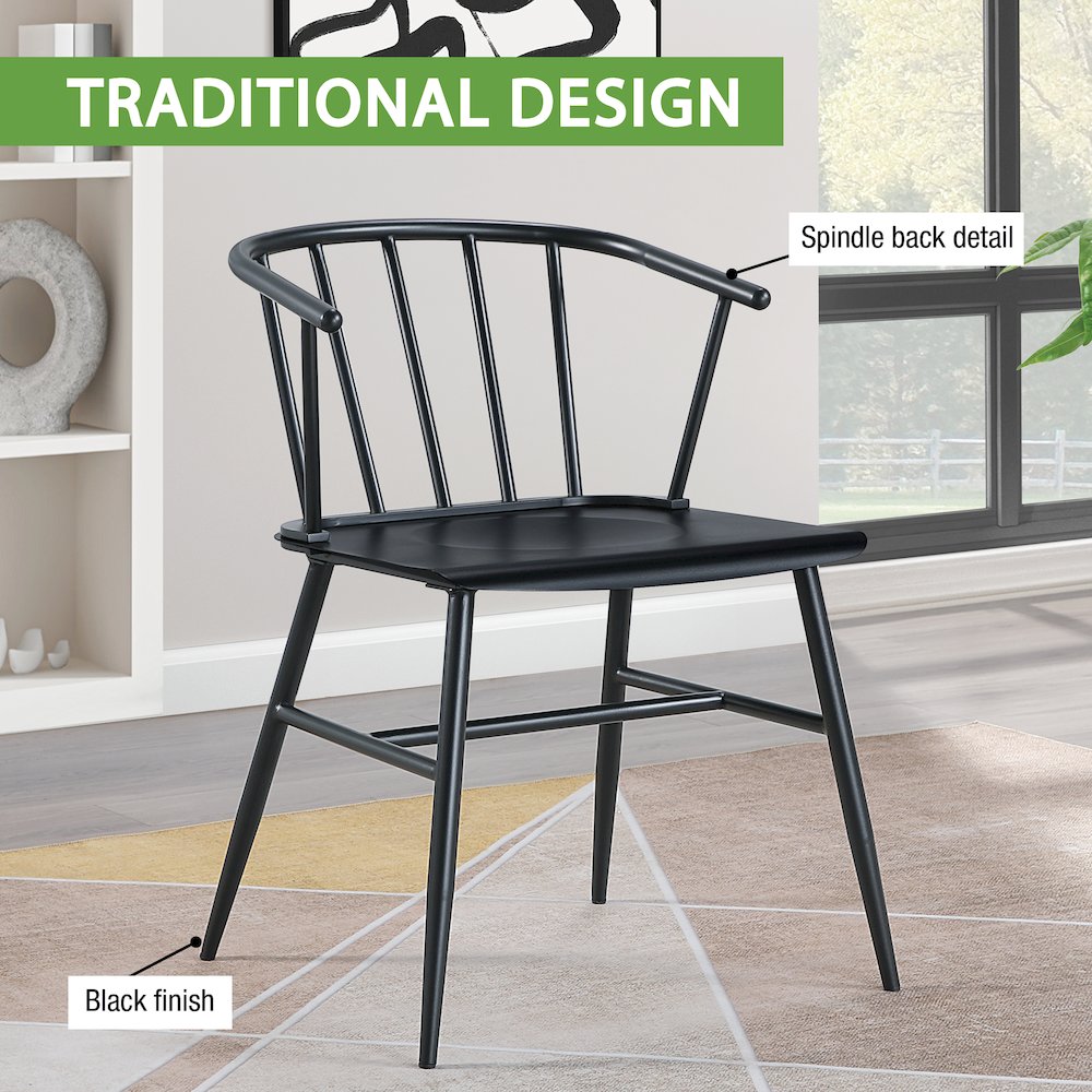 Lincoln All Metal Chair in Black Finish. Picture 10