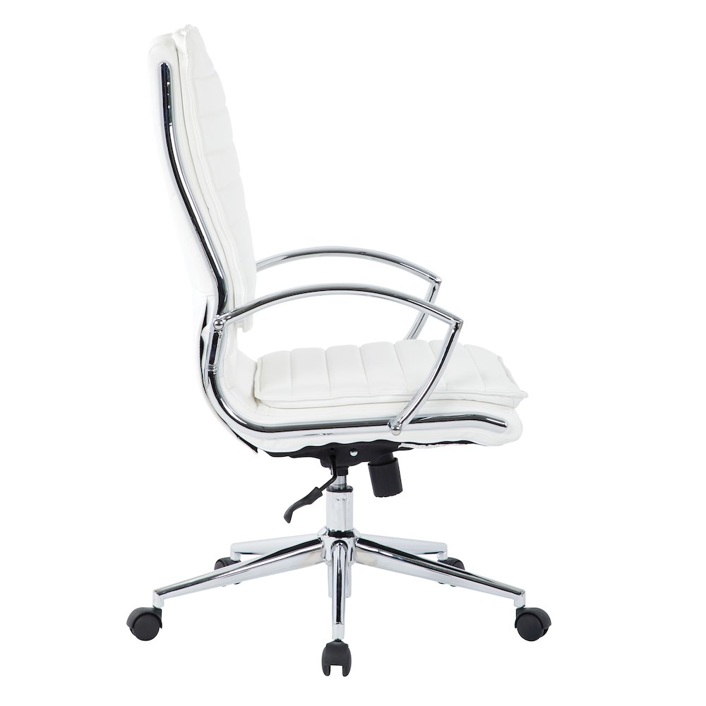 High Back Manager's Faux Leather Chair with Chrome Base, Removable Arm Sleeves. Picture 4