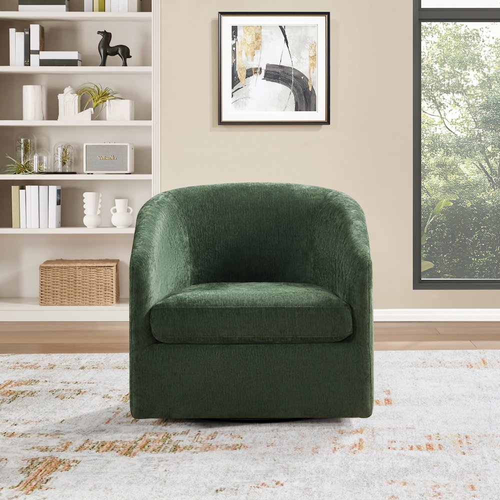 Parker Swivel Tub Chair In Green Fabric. Picture 8