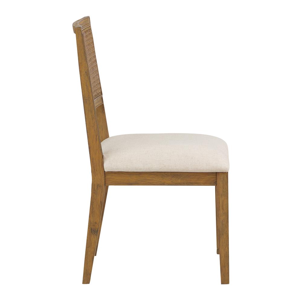 Alaina Cane Back Dining Chair 2 Pack in Linen Fabric with Coastal Wash. Picture 4