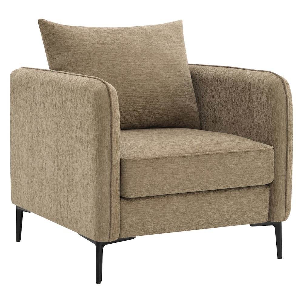 Newhaven Accent Chair in Taupe Fabric with Black Metal Legs. Picture 1