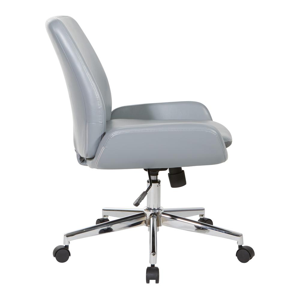 Charcoal Grey Faux Leather Chair with Chrome Finish Base, FL61903C-U42. Picture 3