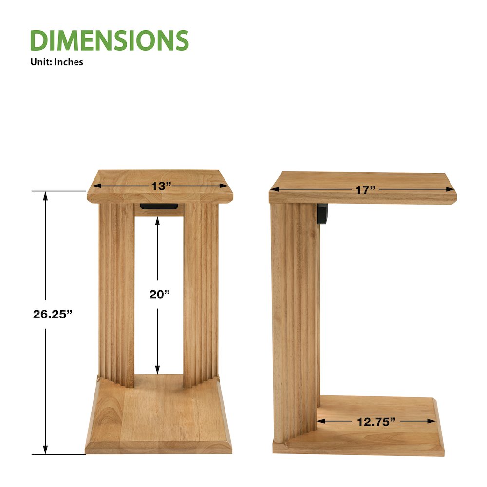 Winston Accent C-Table with Power in Natural Oak Finish. Picture 3