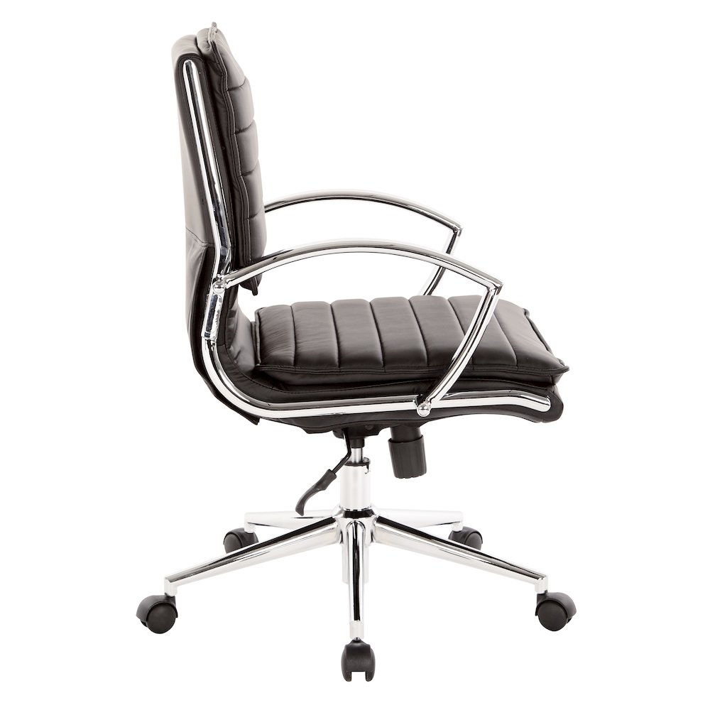Mid-Back Manager’s Faux Leather Chair with Chrome Base, Removable Arm Sleeves.. Picture 5
