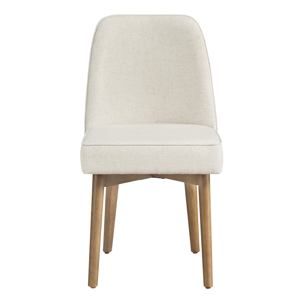 Jada Dining Chair 2-Pack in Linen Fabric with Oak Finish Wood. Picture 3