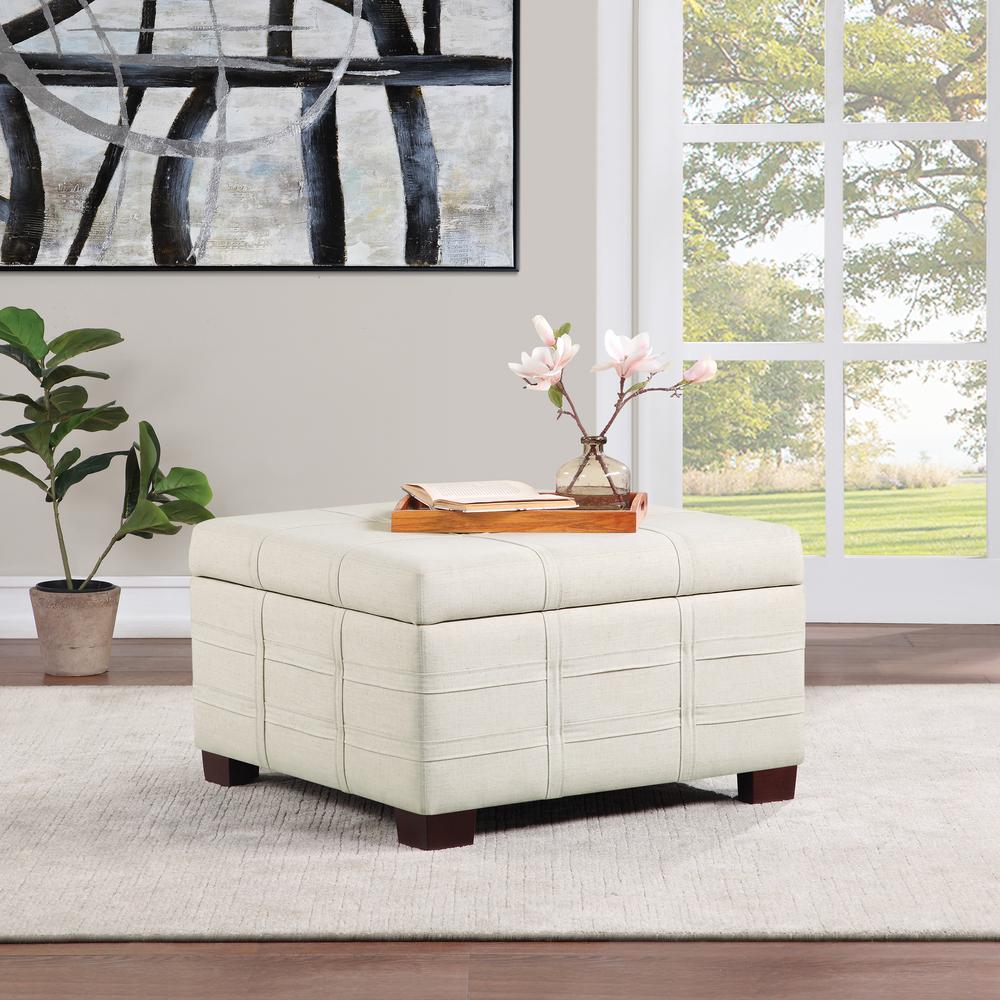 Detour Strap Square Storage Ottoman in Linen Fabric, DTR3030S-L32. Picture 4