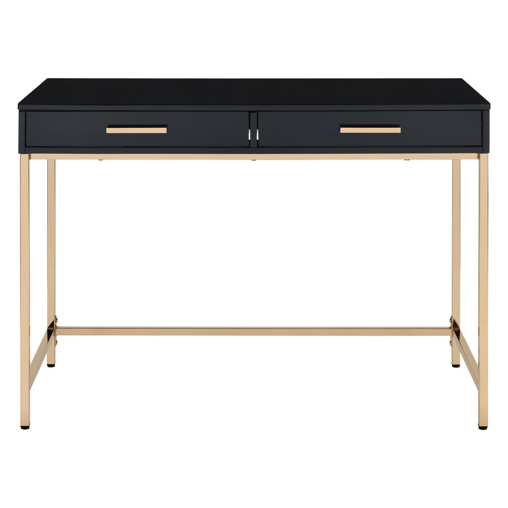 Alios Desk with Black Gloss Finish and Gold Frame, ALS43-BLK. Picture 3