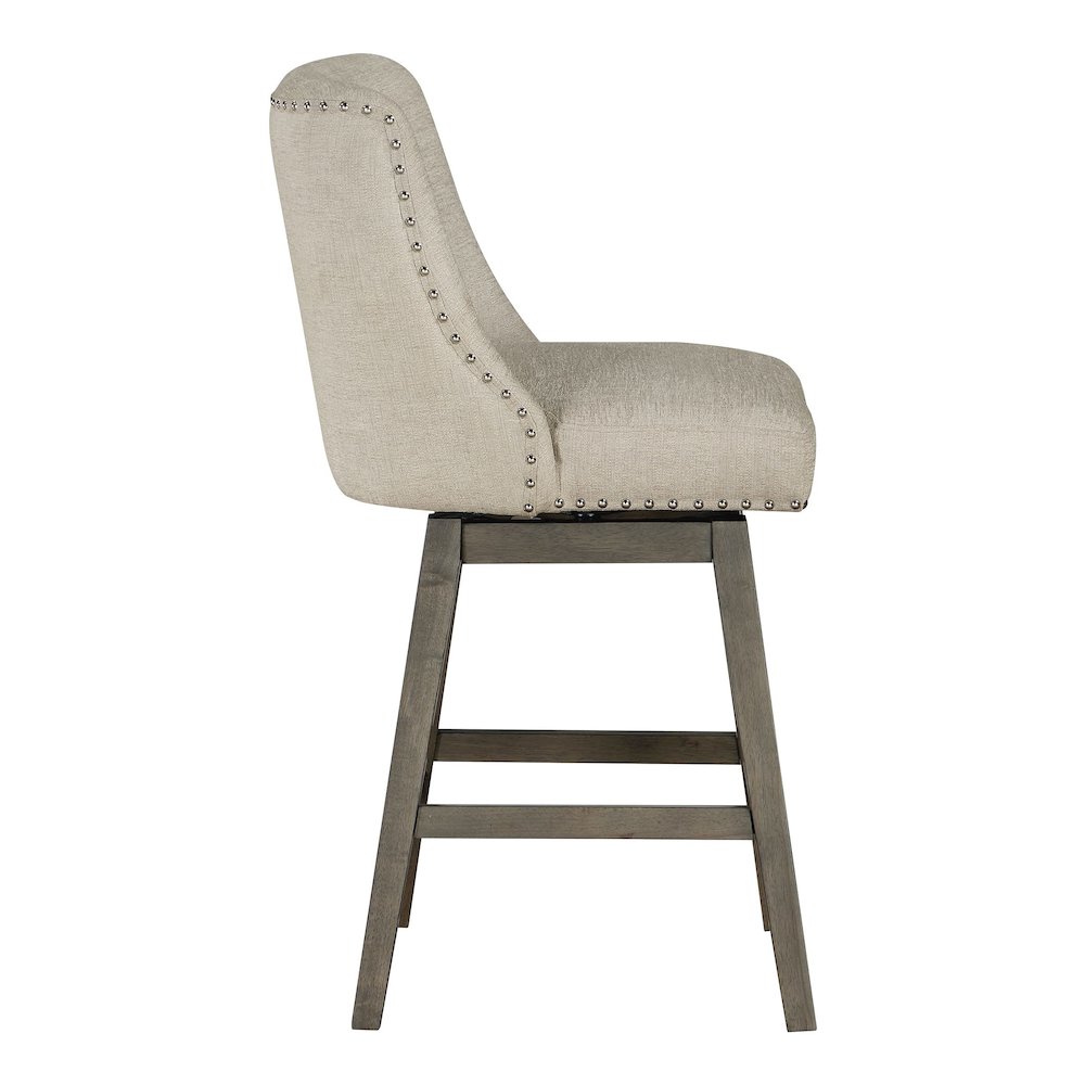 Granville 26" Swivel Counter Stool with Grey Legs in Wheat Fabric. Picture 3