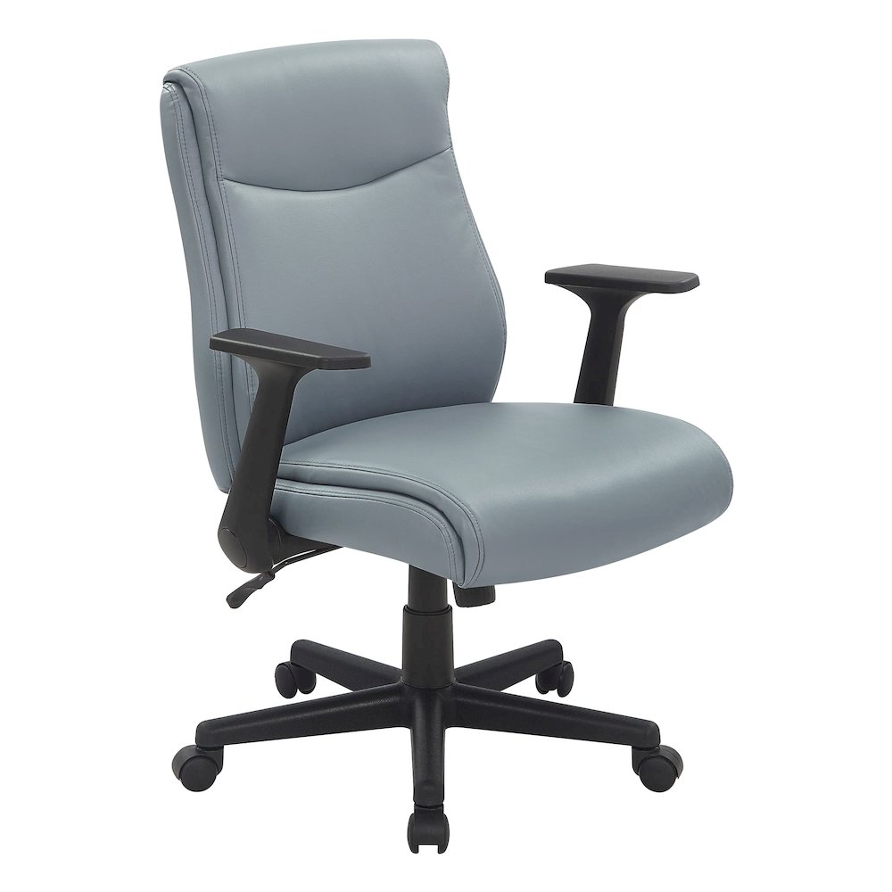 Mid-Back Managers Chair with Flip Up Arms in Charcoal Grey Faux Leather. Picture 1