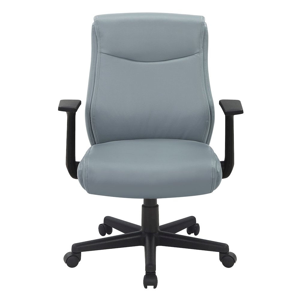 Mid-Back Managers Chair with Flip Up Arms in Charcoal Grey Faux Leather. Picture 5